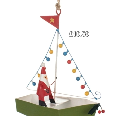 Fairy Light Boat Santa
