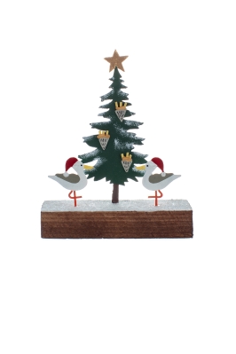 Seagulls dressing Christmas Tree