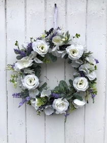 White and Lilac door wreath