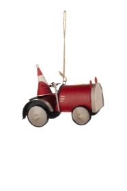 Red tractor with santa