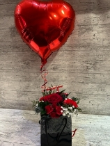Beautifully presented I love you flower bag with balloon