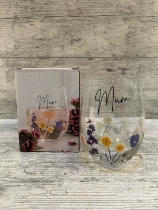 Floral mum glass in matching gift box